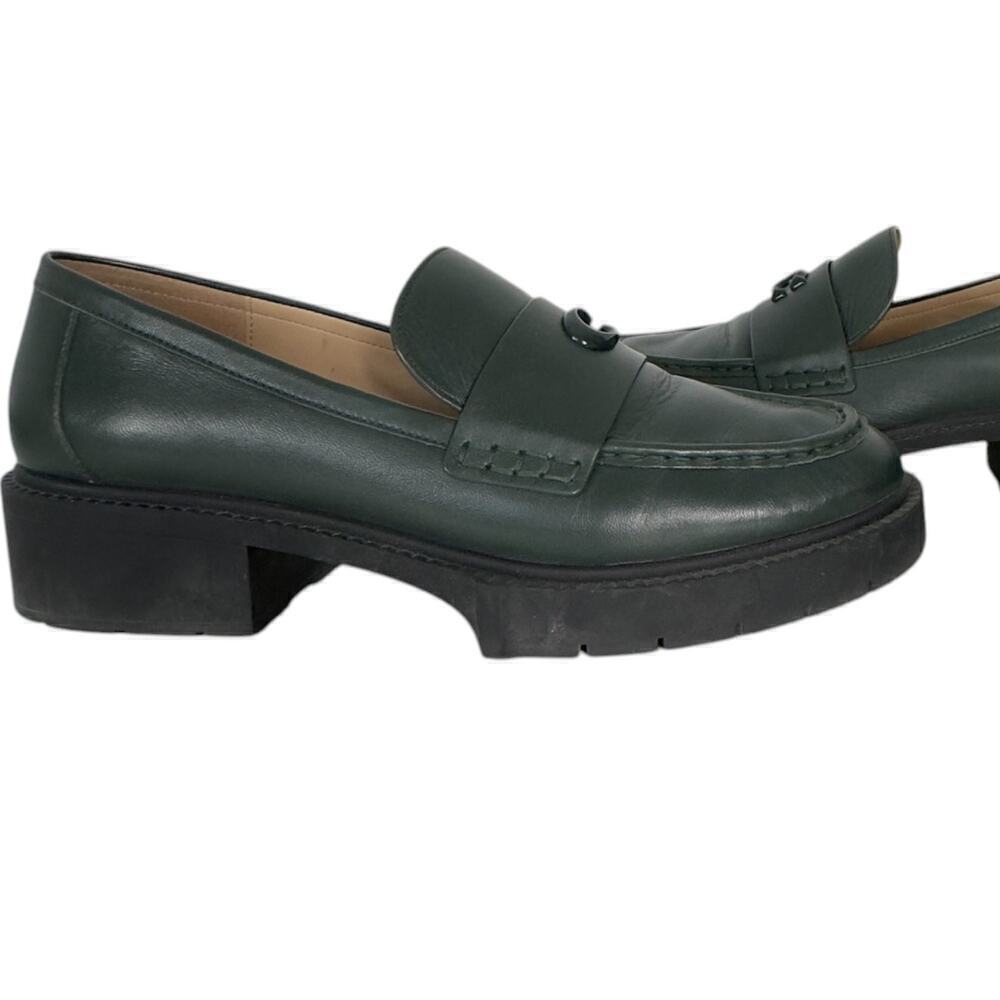 Coach Leah Loafer in Green Leather with Platform Lug Sole (11) - Picture 6 of 16